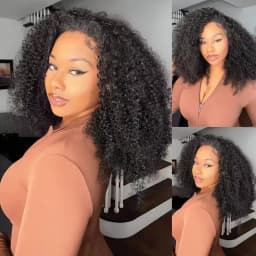 Half Wig Adjustable Drawstring Wig Cap Glueless Wig 250% Density Jerry Curly Natural Black Human Hair Wigs