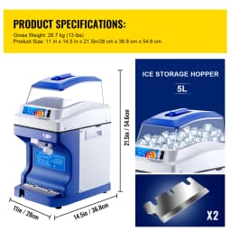 SucceBuy Commercial Ice Shaver Crusher 441LBS/H with 11LBS Hopper Electric Snow Cone Maker For Parties Events Snack Bar
