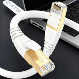 Cat8 Round Cable, High Speed Heavy Duty Internet Connection Cable, 40Gbps 2000MHz High Speed, Patch Cord With Gold-plated RJ45 Connector, Suitable For Routers/gaming/computer LAN Network Cables, Supports S/FTP. Black And White.