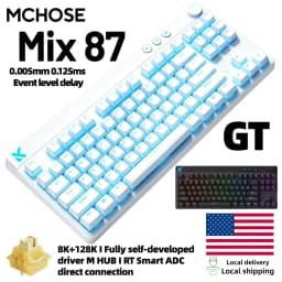 MCHOSE Mix87 Magnetic Switch Gaming Keyboard Hall Effect Ultra-Low Latency 0.005mm Lightning Magnetic Axis Office Wired Keyboard