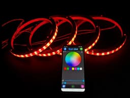 4PCS Universal 6.5in RGB LED Speaker Ring Lights Bluetooth APP & Remote Control Waterproof Audio Lighting Kits