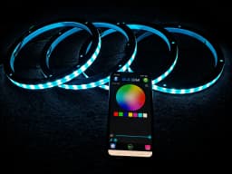 4PCS Universal 6.5in RGB LED Speaker Ring Lights Bluetooth APP & Remote Control Waterproof Audio Lighting Kits