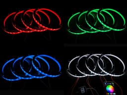 4PCS Universal 6.5in RGB LED Speaker Ring Lights Bluetooth APP & Remote Control Waterproof Audio Lighting Kits