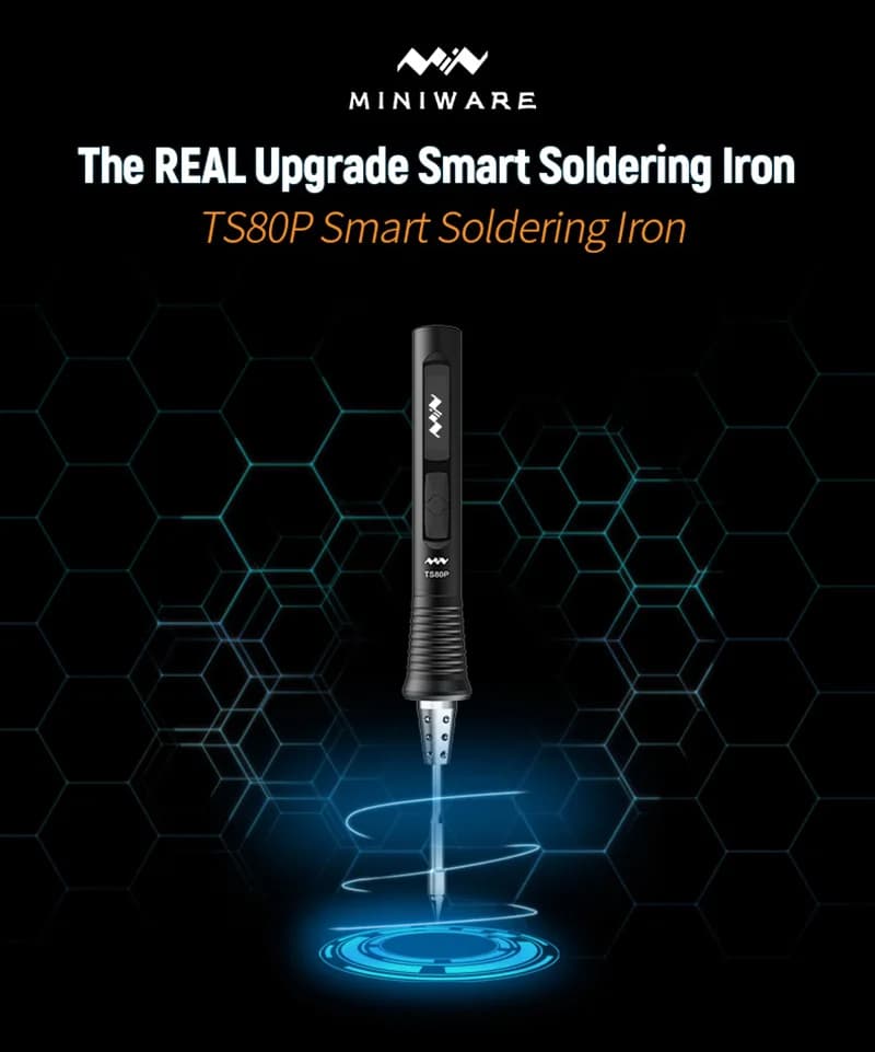 MINIWARE TS80P Smart Soldering Iron 30W Type-C OLED Screen Adjustable Temperature CNC Aluminum Alloy Casing TS1C Tips Series