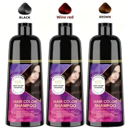400ml Hair Color Shampoo Black Brown Burgundy Red Hair Dye Shampoo 3 in 1 Color Depositing Shampoo for Women Men, Quick Hair Coloring Treatment, Gray Coverage Shampoo, Moisturizing Nourishing Hair Care Dye Shampoo