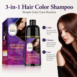 400ml Hair Color Shampoo Black Brown Burgundy Red Hair Dye Shampoo 3 in 1 Color Depositing Shampoo for Women Men, Quick Hair Coloring Treatment, Gray Coverage Shampoo, Moisturizing Nourishing Hair Care Dye Shampoo