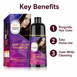 400ml Hair Color Shampoo Black Brown Burgundy Red Hair Dye Shampoo 3 in 1 Color Depositing Shampoo for Women Men, Quick Hair Coloring Treatment, Gray Coverage Shampoo, Moisturizing Nourishing Hair Care Dye Shampoo