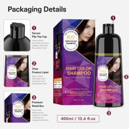 400ml Hair Color Shampoo Black Brown Burgundy Red Hair Dye Shampoo 3 in 1 Color Depositing Shampoo for Women Men, Quick Hair Coloring Treatment, Gray Coverage Shampoo, Moisturizing Nourishing Hair Care Dye Shampoo