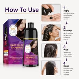 400ml Hair Color Shampoo Black Brown Burgundy Red Hair Dye Shampoo 3 in 1 Color Depositing Shampoo for Women Men, Quick Hair Coloring Treatment, Gray Coverage Shampoo, Moisturizing Nourishing Hair Care Dye Shampoo