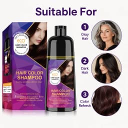 400ml Hair Color Shampoo Black Brown Burgundy Red Hair Dye Shampoo 3 in 1 Color Depositing Shampoo for Women Men, Quick Hair Coloring Treatment, Gray Coverage Shampoo, Moisturizing Nourishing Hair Care Dye Shampoo
