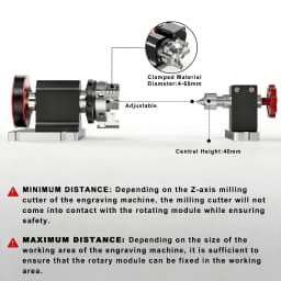 CNC 4th Axis Rotary Module Kit, 4:1 Belt Reduction, 4-60mm Diameter, Compatible with TTC450 & Most CNC Mills, Rotary Engraving Accessory