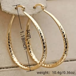 Rhombus Pattern Golden Hoop Earrings Retro Bohemian Style Copper 14K Golden Plated Jewelry Trendy Female Gift