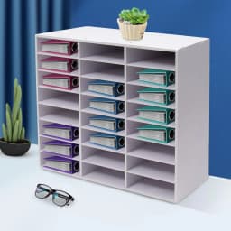 BYMAOCAR Filing Trays 24 Compartments Organizer, Sturdy Mail Sorter Organizer Wood Desktop Organizer Wood Literature Organizer File Holder for Office 8 Tier Magazine Storage Rack 73.7 * 30.2 * 59.6cm