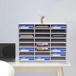 BYMAOCAR Filing Trays 24 Compartments Organizer, Sturdy Mail Sorter Organizer Wood Desktop Organizer Wood Literature Organizer File Holder for Office 8 Tier Magazine Storage Rack 73.7 * 30.2 * 59.6cm