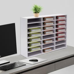 BYMAOCAR Filing Trays 24 Compartments Organizer, Sturdy Mail Sorter Organizer Wood Desktop Organizer Wood Literature Organizer File Holder for Office 8 Tier Magazine Storage Rack 73.7 * 30.2 * 59.6cm