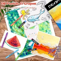 142-Pack Deluxe Wooden Art Set, With Paint Brushes, Colored Pencils, Solid Gouache, Crayons, Wooden Storage Case, All-in-One Kit For Back To School Gift & Outdoor Travel Sketching