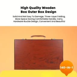 142-Pack Deluxe Wooden Art Set, With Paint Brushes, Colored Pencils, Solid Gouache, Crayons, Wooden Storage Case, All-in-One Kit For Back To School Gift & Outdoor Travel Sketching