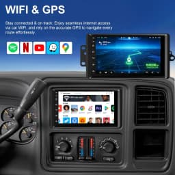 7inch Android 13 Touch Screen Car Stereo Radio 2+64GB GPS Navigation For Chevy Silverado 1500/2500/3500 2003-2006 Tahoe 2003-2006 GMC Sierra 1500/2500/3500 2003-2006 Yukon 2004-2006 Support CarPlay Backup Camera Bluetooth AHD Camera 5GWiFi FM DSP SWC