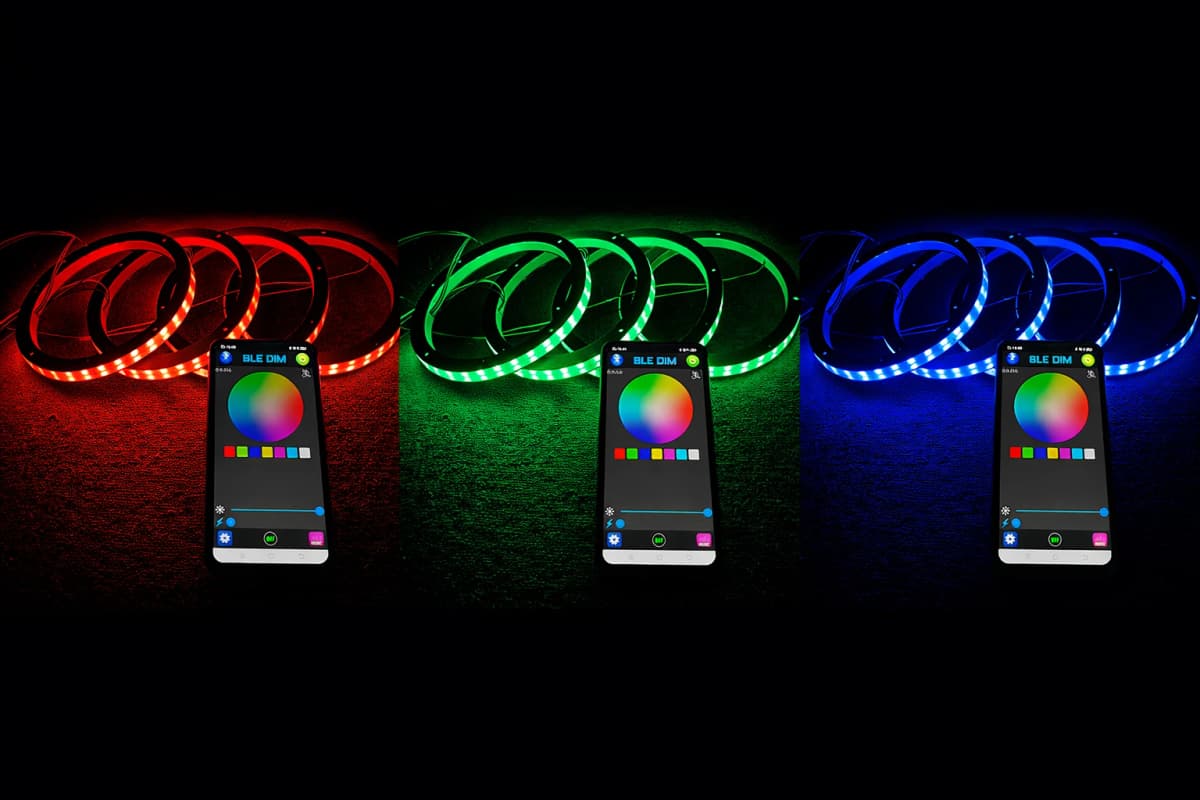 4PCS Universal 8In RGB LED Speaker Ring Lights Bluetooth APP & Remote Control Waterproof Audio Lighting Kits