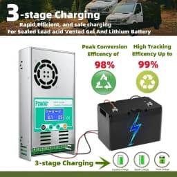 PowMr MPPT 60A Solar Charge Controller 12V 24V 36V 48V Auto Max PV 160VDC For Lead Acid Lithium Battery