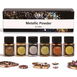 LEQU 6-Colour Metallic Powder Set, Iridescent Holographic Glitter, Suitable for Epoxy Resin Casting, Nail Art, Jewellery Making, Handmade Mug Coasters, Slime and DIY Decorations; Vibrant Craft Materials Ideal for Beginners’ Craft Projects