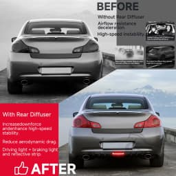 Universal Rear Shark Fin Diffuser Bumper Spoiler Lip LED Lights For Honda Accord 2012-2026 Car Accessories