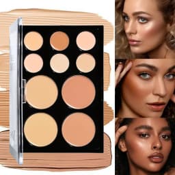 10 Colors Cream Contour Concealer Palette Highlighter Bronzer Face Makeup Kit with Brush,Waterproof Foundation for Beginners