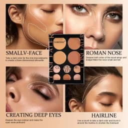 10 Colors Cream Contour Concealer Palette Highlighter Bronzer Face Makeup Kit with Brush,Waterproof Foundation for Beginners