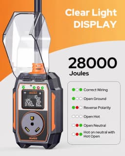 2026 RV Surge Protector 30 Amp 28000 Joules, Larger LED Display,RV Circuit Analyzer with Smart App & Bluetooth, IP68 RV Adapter Plug for Camper Travel Trailers
