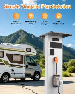 2026 RV Surge Protector 30 Amp 28000 Joules, Larger LED Display,RV Circuit Analyzer with Smart App & Bluetooth, IP68 RV Adapter Plug for Camper Travel Trailers