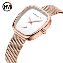 HANNAH MARTIN Hot selling Rose Gold Quartz Watch Women's 34mm Wine Barrel Simple Black Stopwatch Fashionable Minimalist Style Oval Women's Watches Japan Leisure Watches Ladies Clock Local Watch Women Mesh with Quartz Movement Original Ladies Watch