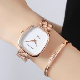 HANNAH MARTIN Hot selling Rose Gold Quartz Watch Women's 34mm Wine Barrel Simple Black Stopwatch Fashionable Minimalist Style Oval Women's Watches Japan Leisure Watches Ladies Clock Local Watch Women Mesh with Quartz Movement Original Ladies Watch
