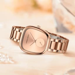 HANNAH MARTIN Hot selling Rose Gold Quartz Watch Women's 34mm Wine Barrel Simple Black Stopwatch Fashionable Minimalist Style Oval Women's Watches Japan Leisure Watches Ladies Clock Local Watch Women Mesh with Quartz Movement Original Ladies Watch