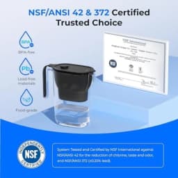 7-Cup Water Filter Pitcher, NSF Certified, 200-Gallon Long-Life, Reduces Chlorine & PFOA/PFOS, Replaces 6,400 Plastic Bottles Yearly, Black