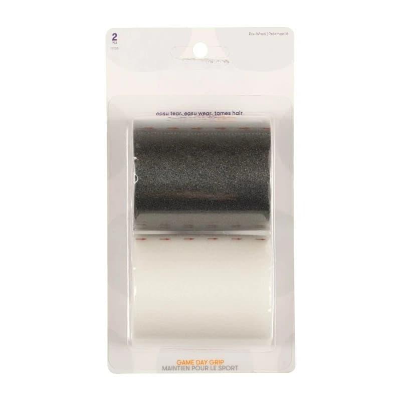 Athletic Hair Wrap - 2 Ct, Black & White, Tear-and-Wear Pre-Wrap Sweatband