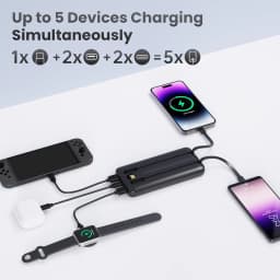 Built-in 3 Cables Power Bank 13800mAh 18W PD Fast Charge Portable Charger LED Display External Battery Pack All in One Travel Power Supply For iPhone 16 15 14 Pro Max Samsung Galaxy S25 S24 Ultra Google Pixel iPad Tablet