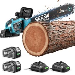 SEESII 40V 18Inch Brushless Chainsaw With Automatic Oiler 2200W Cordless Electric Saw Garden Woodworking Cutting Tool For Makita 18v Battery Pin