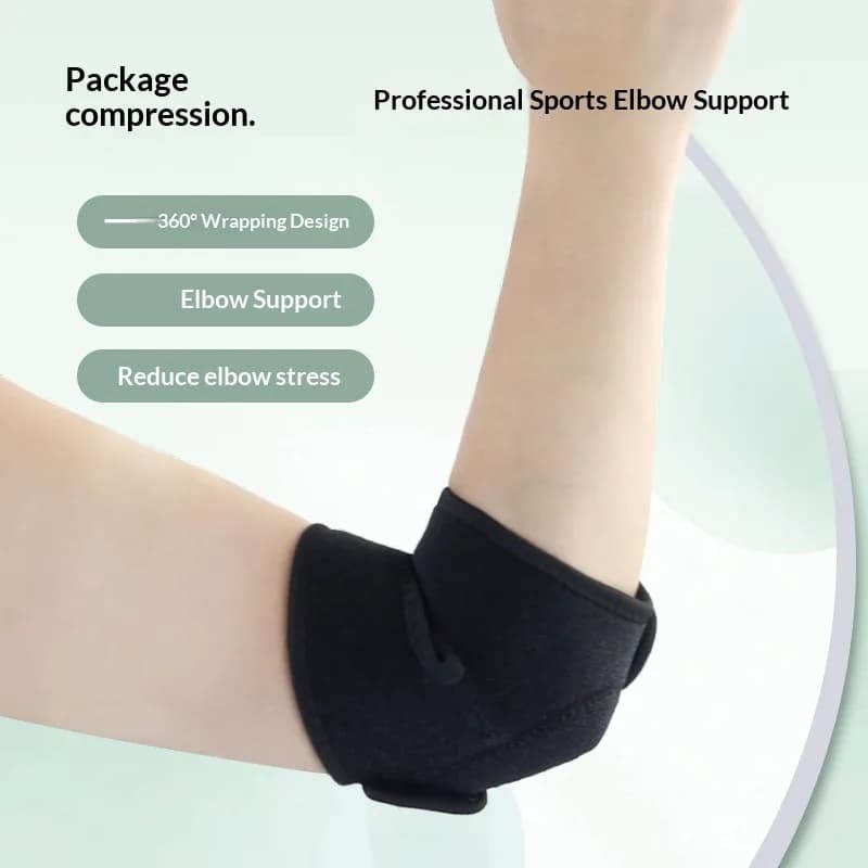 Elbow Brace Wrap Integrated Wraparound Compression Adjustable Hook & Loop Straps Elbow Joint Support Pad for Tennis Golf Weightlifting Fitness Elbow Strain Relief Men Women Athletes