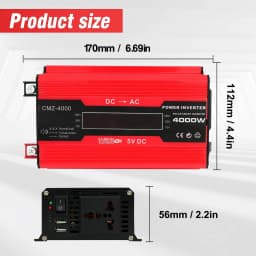 4000W Car Power Inverter Converter DC 12V to AC 110V 60Hz Display Dual 4.2A USB Fast Charging for Car
