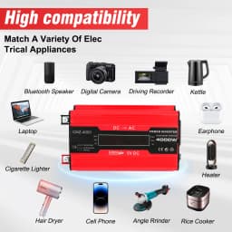 4000W Car Power Inverter Converter DC 12V to AC 110V 60Hz Display Dual 4.2A USB Fast Charging for Car