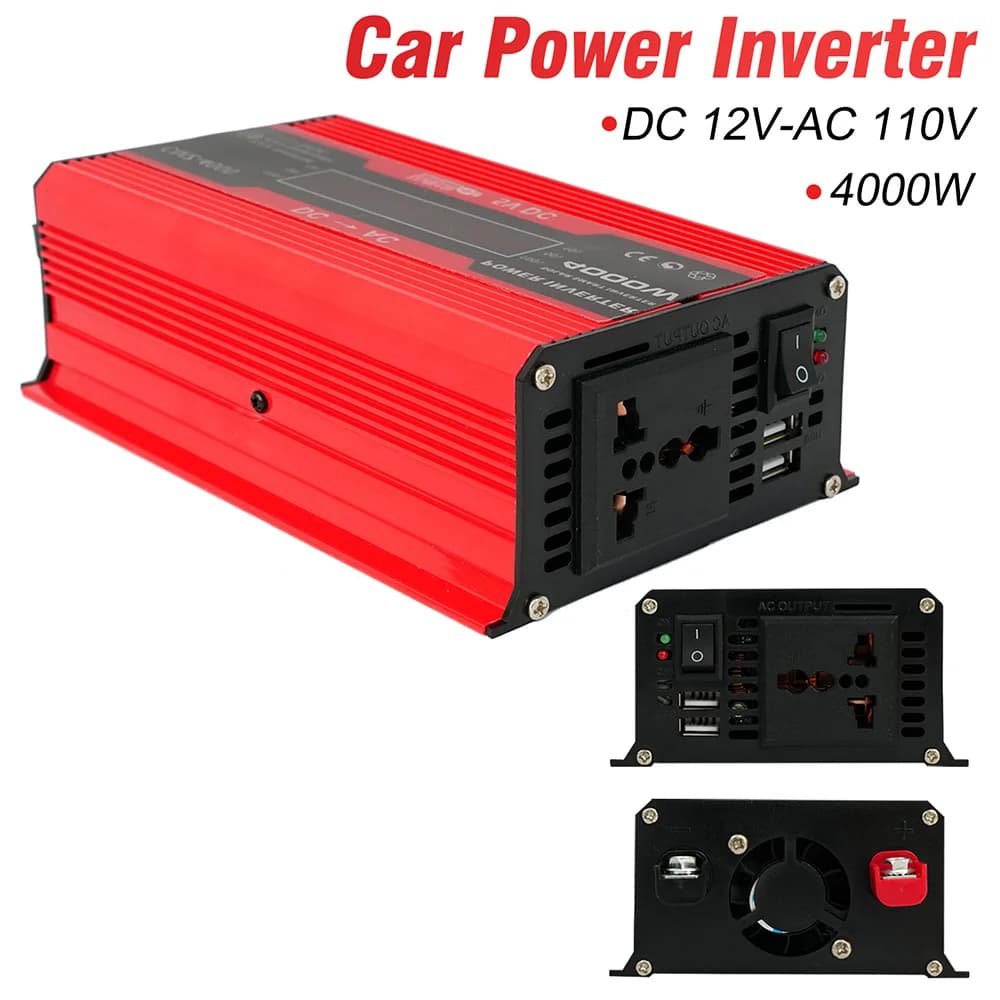 4000W Car Power Inverter Converter DC 12V to AC 110V 60Hz Display Dual 4.2A USB Fast Charging for Car