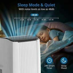 14000 BTU Portable Air Conditioner, 3 In 1 AC Unit with Fan, Dehumidifier & 48dB Quiet,Remote Control, Cools up to 750 Sq.Ft,24H Timer,Window Kits Included for Room Indoor Office & Dorms