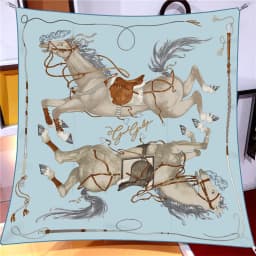 90CM Twill Silk Scarf Luxury Branded Horse Printed Square Scarves Women Hijabs Bandana Foulard Neckerchief Head Scarves