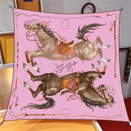 90CM Twill Silk Scarf Luxury Branded Horse Printed Square Scarves Women Hijabs Bandana Foulard Neckerchief Head Scarves