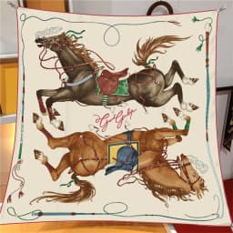 90CM Twill Silk Scarf Luxury Branded Horse Printed Square Scarves Women Hijabs Bandana Foulard Neckerchief Head Scarves