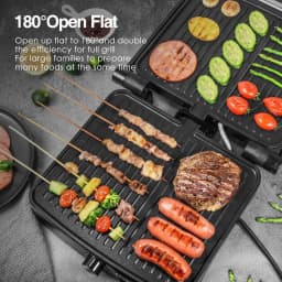 1200W Panini Press Grill with Adjustable Temperature, 4-Slice Indoor Grill, 180° Open Sandwich Maker with Drip Tray