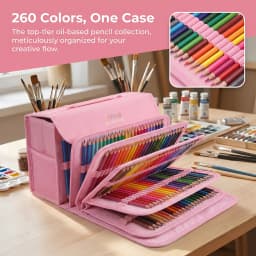 260-Piece Colored Pencil Art Set in Durable Storage Bag, Complete Drawing Supplies Kit for Adult, Perfect for Home Learning, and Creative DIY Crafts