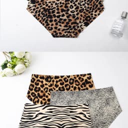 6Pcs Seamless Ice Silk Briefs Women Leopard Print Panties Females Mid Waist Comfort Underpants Girls Soft Lightweight Underwears