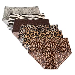 6Pcs Seamless Ice Silk Briefs Women Leopard Print Panties Females Mid Waist Comfort Underpants Girls Soft Lightweight Underwears