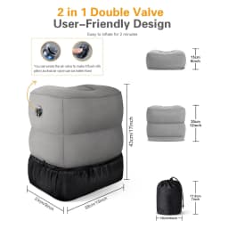 Inflatable Foot Rest Pillow Toddler Airplane Bed Adjustable 3 Layers Height Leg Rest Pillow Airplane Travel Essentials